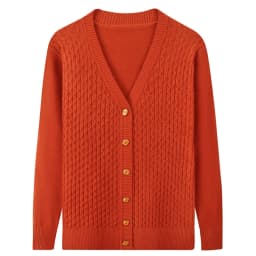 UHYTGF Elegant Mother Spring Autumn Sweater Jacket Single-Breasted Knitted Cardigan For Women Fashion V-Neck Loose Size Coat1447