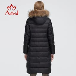 Astrid Winter Women's coat women parka long warm fashion black quilted jacket with natural fur collar female clothing ZR-7266