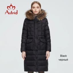 Astrid Winter Women's coat women parka long warm fashion black quilted jacket with natural fur collar female clothing ZR-7266