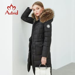 Astrid Winter Women's coat women parka long warm fashion black quilted jacket with natural fur collar female clothing ZR-7266