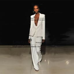 Jacket+Pants Ivory Women Business Suits Blazer Female Office Uniform 2 Piece Set Customized Formal Trouser Suit Womens Tuxedo
