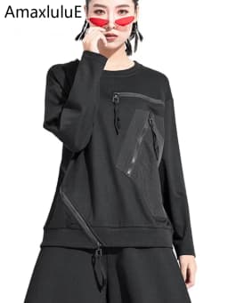 Amax LuluE European Designer Womens Fashion Black Tee Shirts Ladies Loose Punk Tshirts Females Casual Vintage Luxury Streetwear