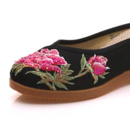 Women Canvas Embroider Wedges Slippers Ladies Vintage Summer Shoe Backless Closed toe Sandals for Girls Retro Slides Beach Shoes