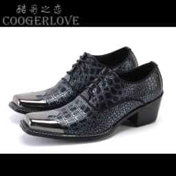 Men's Genuine Leather High‑Heel Height‑Increase Dress Shoes Luxury Business Casual Footwear For Spring Banquet Social Wedding Oc