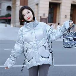 Disposable Shiny Down Padded Jacket Women's Mid-length 2025 New Winter Loose Printing Fashionable Women's Style To Overcome