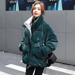 Disposable Shiny Down Padded Jacket Women's Mid-length 2025 New Winter Loose Printing Fashionable Women's Style To Overcome