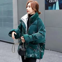 Disposable Shiny Down Padded Jacket Women's Mid-length 2025 New Winter Loose Printing Fashionable Women's Style To Overcome