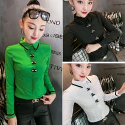 MadBlack European Clothes Lace Blouse Women Sexy Turn Down Collar Embroidery Slim Tops Long Sleeve Shirts Autumn New T38432JM