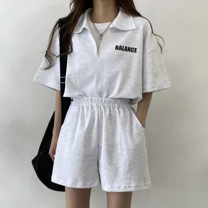 Women's Tracksuit Short Sets Sportswear Solid Print Shorts Sleeve Blouse Shorts Tracksuits Female Summer Casual Two Piece Sets