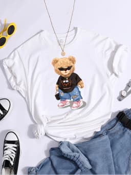 Teddy Bear Goes Out,Be Confidence Be Positive Tshirt Original Soft Tshirt Trend Simple Tee Top Summer Individual Women Tshirt