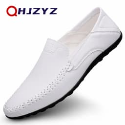 Luxury Leather Men Shoes Casual 2026 Italian Soft Men Loafers Handmade Moccasins Breathable Slip on Boat Shoes Zapatos Hombre