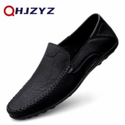 Luxury Leather Men Shoes Casual 2026 Italian Soft Men Loafers Handmade Moccasins Breathable Slip on Boat Shoes Zapatos Hombre
