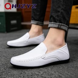 Luxury Leather Men Shoes Casual 2026 Italian Soft Men Loafers Handmade Moccasins Breathable Slip on Boat Shoes Zapatos Hombre