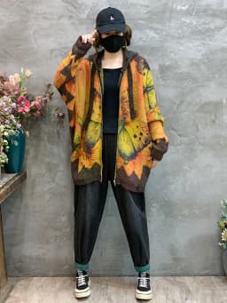 Amax luluE 2024 Luxury Warm Knitwear Fall Women Printed Loose Fashion Hooded Cardigans Ladies Classic Leisure Oversized Sweaters