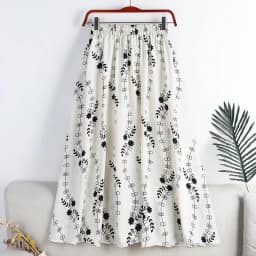 Lucyever Vintage Printed Long Skirt Women Summer Elastic High Wiast Mid-Calf Skirts Female Casual All-Match A-Line Pleated Skirt