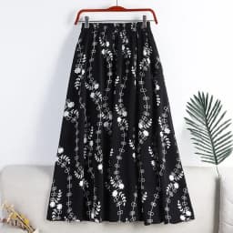 Lucyever Vintage Printed Long Skirt Women Summer Elastic High Wiast Mid-Calf Skirts Female Casual All-Match A-Line Pleated Skirt