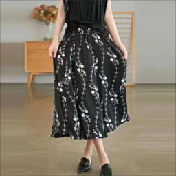 Lucyever Vintage Printed Long Skirt Women Summer Elastic High Wiast Mid-Calf Skirts Female Casual All-Match A-Line Pleated Skirt