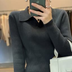 Autumn Winter New Ladies Elegant 100% Cotton Sweater Casual Polo Collar Pullover Knitted Sweater Slim Bottoming Tops Commuter