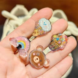 Shoelace Decorative Clip Children's Bling Glitter Princess Ice Cream Rainbow Shoe Buckle Removable Shoe Charms Decorations 1pcs