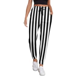 Black White Striped Pants Woman Vertical Lines Print Street Wear Sweatpants Spring Trendy Custom Trousers Big Size