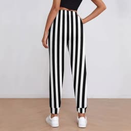 Black White Striped Pants Woman Vertical Lines Print Street Wear Sweatpants Spring Trendy Custom Trousers Big Size