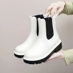 New Women's Color Fashion Rain Boots Four Seasons Wearable Water Shoes Outdoor Fashion Waterproof Mid-tube All-match Rain Boots