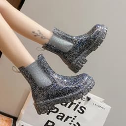 New Women's Color Fashion Rain Boots Four Seasons Wearable Water Shoes Outdoor Fashion Waterproof Mid-tube All-match Rain Boots