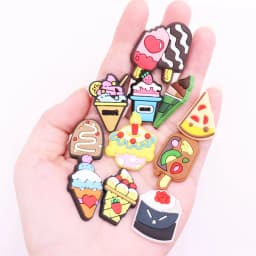 1Pcs Shoe Charms Fruit Cake Dessert Donut Sushi Hamburger Ice Cream PVC Garden Shoes Decorations DIY Wristbands Children Present