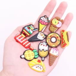 1Pcs Shoe Charms Fruit Cake Dessert Donut Sushi Hamburger Ice Cream PVC Garden Shoes Decorations DIY Wristbands Children Present