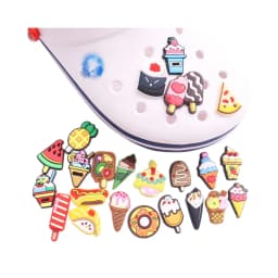 1Pcs Shoe Charms Fruit Cake Dessert Donut Sushi Hamburger Ice Cream PVC Garden Shoes Decorations DIY Wristbands Children Present