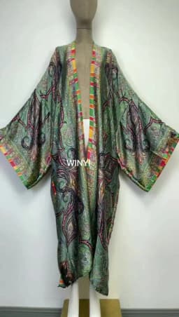 WINYI African National Style Printing Beach Bohemian Long Cardigan Cover-up Stitch Casual Boho Loose Holiday Party Kimono Coat