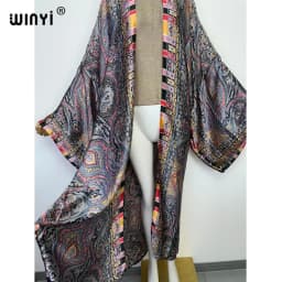 WINYI African National Style Printing Beach Bohemian Long Cardigan Cover-up Stitch Casual Boho Loose Holiday Party Kimono Coat