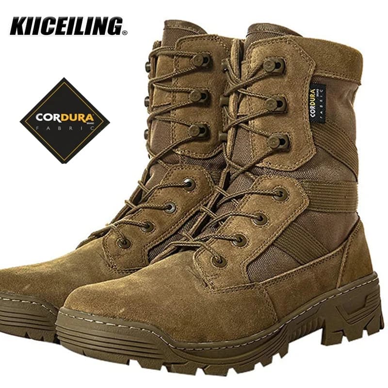KIICEILING ZCB, Cow Leather, Mens Boots, Combat Desert Tactical Boots, Safety Shoes, Motorcycle Boots, Boots Men, Shoes for Men