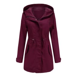New Cotton Hooded Trench Coat Women's Spring Autumn Jacket Zipper Loose Drawstring Solid Color Windbreaker Women's Clothing