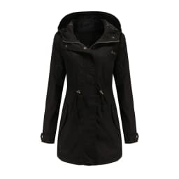New Cotton Hooded Trench Coat Women's Spring Autumn Jacket Zipper Loose Drawstring Solid Color Windbreaker Women's Clothing