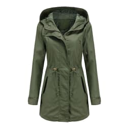 New Cotton Hooded Trench Coat Women's Spring Autumn Jacket Zipper Loose Drawstring Solid Color Windbreaker Women's Clothing