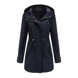 New Cotton Hooded Trench Coat Women's Spring Autumn Jacket Zipper Loose Drawstring Solid Color Windbreaker Women's Clothing