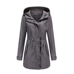 New Cotton Hooded Trench Coat Women's Spring Autumn Jacket Zipper Loose Drawstring Solid Color Windbreaker Women's Clothing