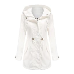 New Cotton Hooded Trench Coat Women's Spring Autumn Jacket Zipper Loose Drawstring Solid Color Windbreaker Women's Clothing