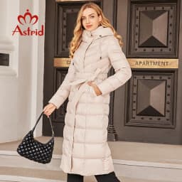 Astrid 2022 New Women's Coat Long Down Jacket stand-up collar hooded drawstring design cold-proof warm wind-proof parka ZR-T057