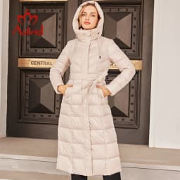 Astrid 2022 New Women's Coat Long Down Jacket stand-up collar hooded drawstring design cold-proof warm wind-proof parka ZR-T057