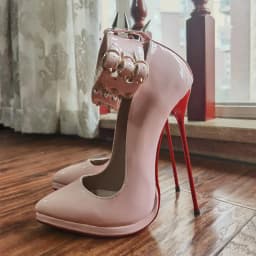 MKKHOU Fashion Pumps New Pointed Toe Stiletto 16cm High Heel Shoes Ankle Buckle Strap Rivet Punk Style Modern Women Shoes