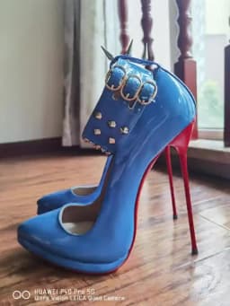 MKKHOU Fashion Pumps New Pointed Toe Stiletto 16cm High Heel Shoes Ankle Buckle Strap Rivet Punk Style Modern Women Shoes