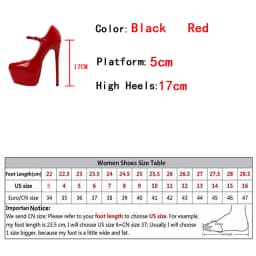 Liyke 2026 Spring Autumn Women Platform Pumps Black Round Toe Buckle Strap 17CM Super High Heels Pole Dance Shoes Stiletto Mujer
