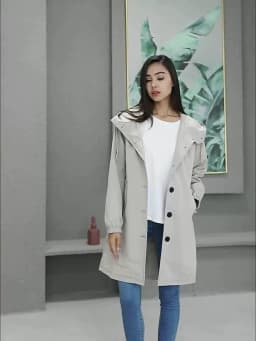 Hooded Women Windbreaker Long Trench Coat Solid Color Pocket Casual Long Outwear Fashion Windbreaker женская куртка