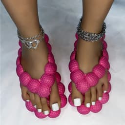 Flip-flops Bubble Shoes Summer New Fashion Open-toed Bubble Slippers 2025 Women Wear Slippers Indoor Flat Sandals Beach Shoes