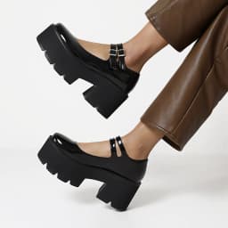 Super High Waterproof Platform Purple Patent Leather Platform Shoes Thick-Soled Bright Leather Yellow Hollow Heel Women's Shoes