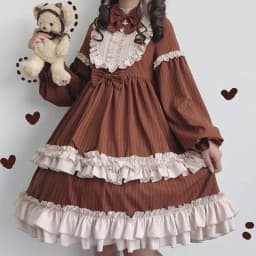 MAGOGO Sweet Vintage Lolita Dress Women Long Sleeve Costume Kawaii Loose New Cute Bow Japanese Style Dress For Girls INS Hot