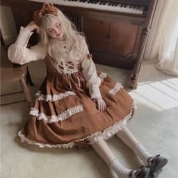 MAGOGO Sweet Vintage Lolita Dress Women Long Sleeve Costume Kawaii Loose New Cute Bow Japanese Style Dress For Girls INS Hot
