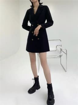 LMQ NEW Early Spring Suit Dress Women Slim Temperament Double Breasted Short A-Line Skirt Casual All-Match Long-Sleeved Top